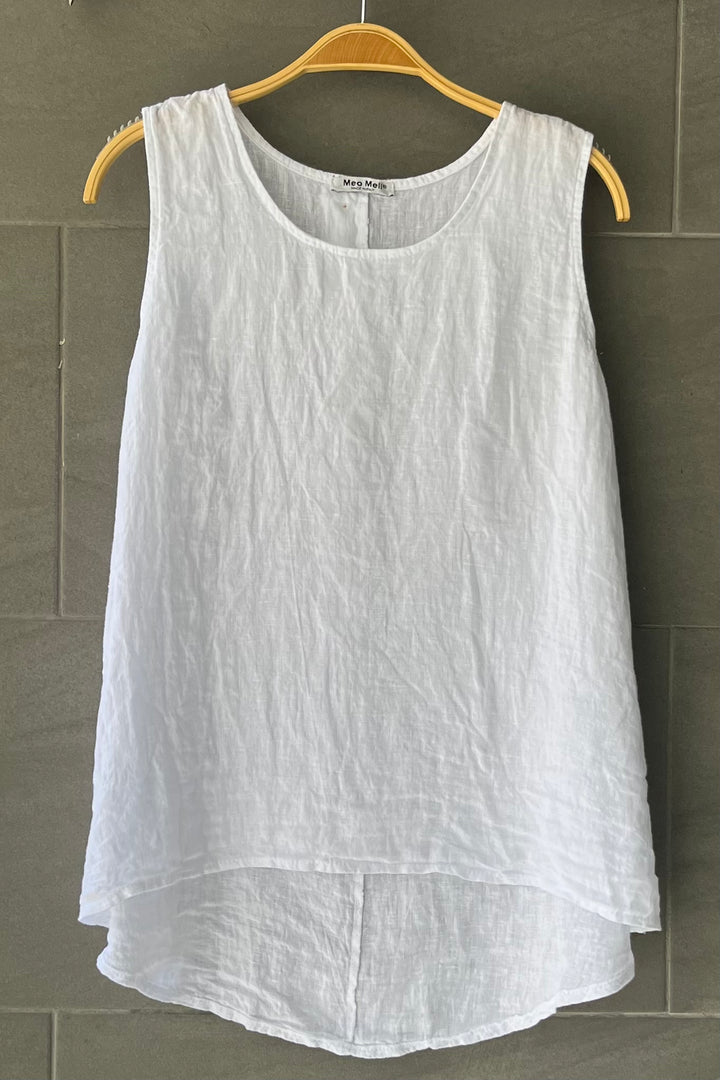Meo Linen High-Low Button Tank (White)