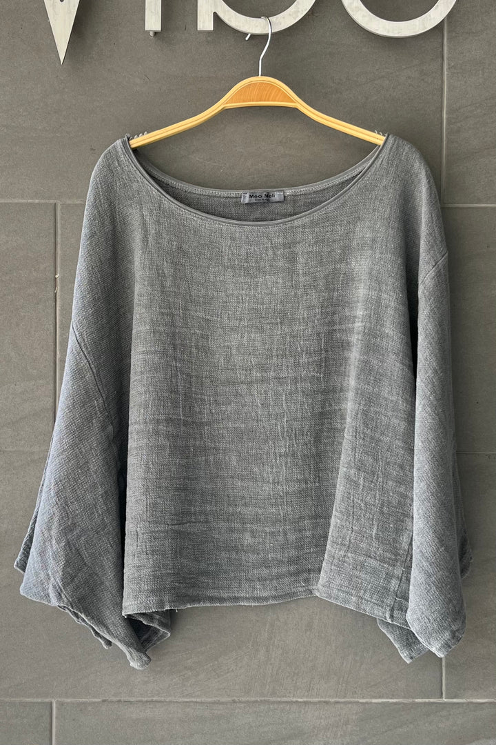 Meo Linen Boxy Dolman Tee (Charcoal)