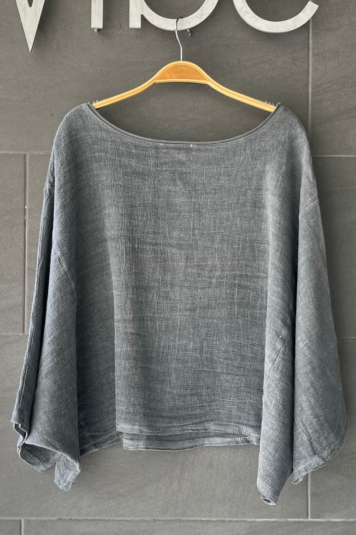 Meo Linen Boxy Dolman Tee (Charcoal)