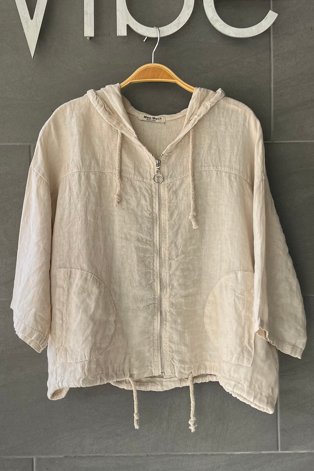 Meo Linen Bomber Jacket (Beige)