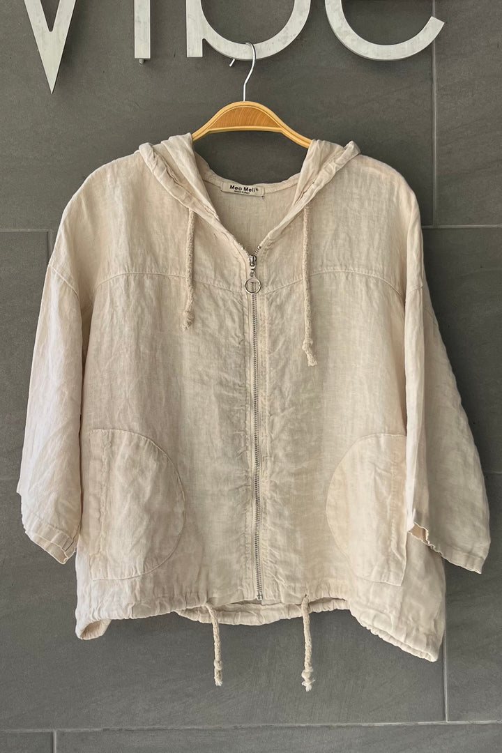 Meo Linen Bomber Jacket (Beige)