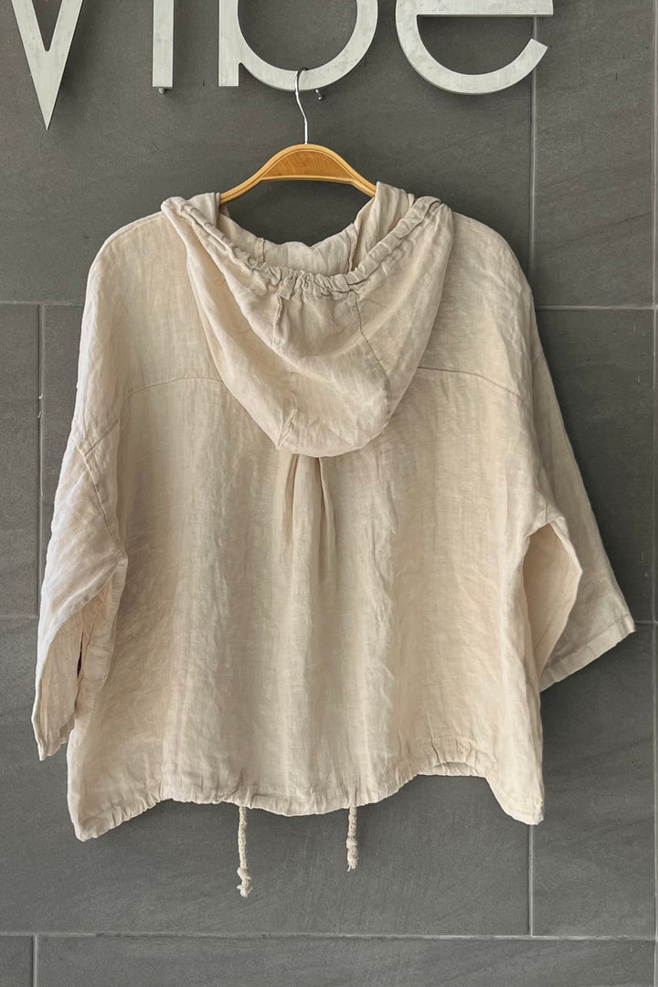 Meo Linen Bomber Jacket (Beige)