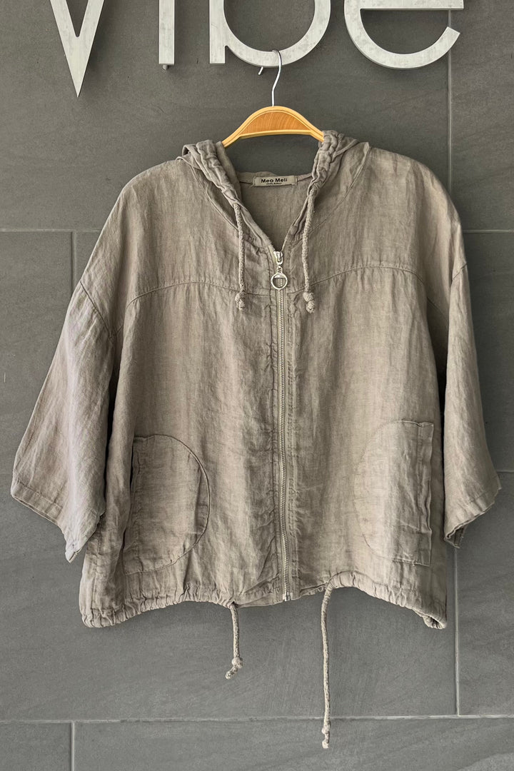 Meo Linen Bomber Jacket (Taupe)