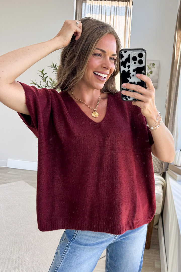 Zen Brushed Sweater Tee (Cabernet)