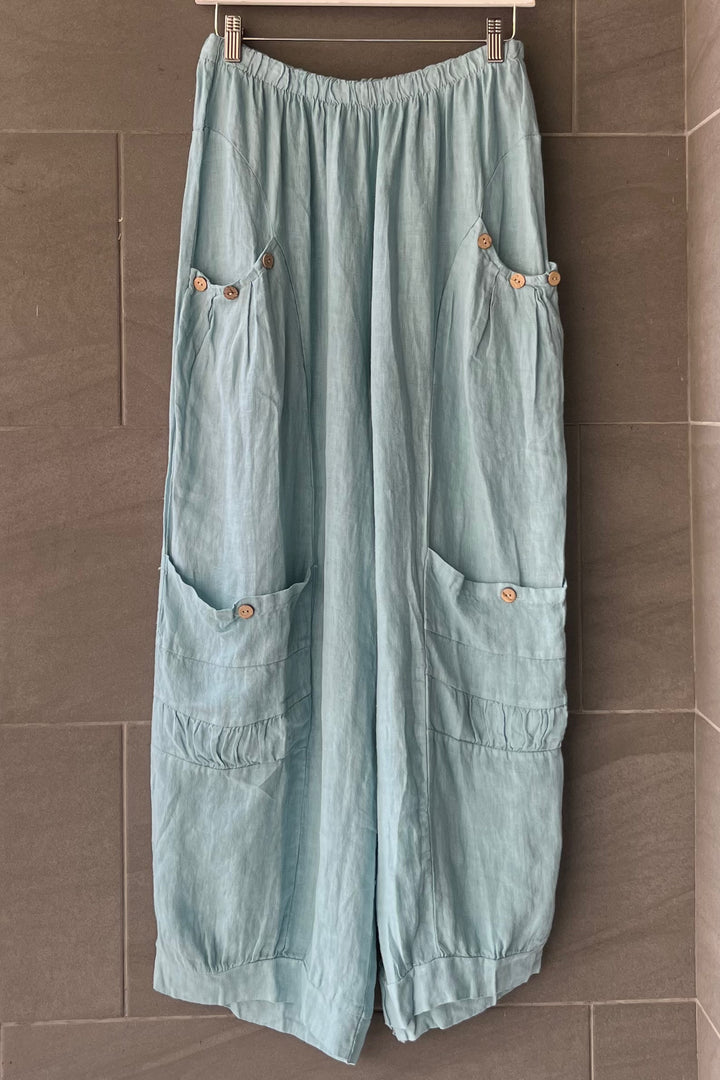 Meo Linen Siena Button Pant (Air Blue)