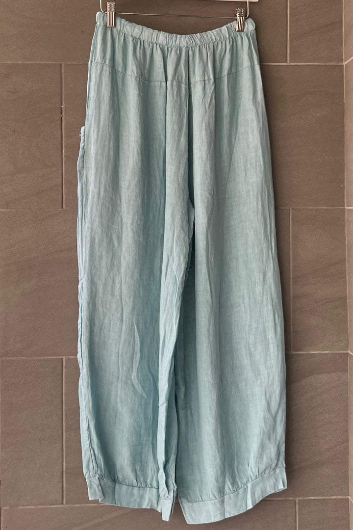 Meo Linen Siena Button Pant (Air Blue)
