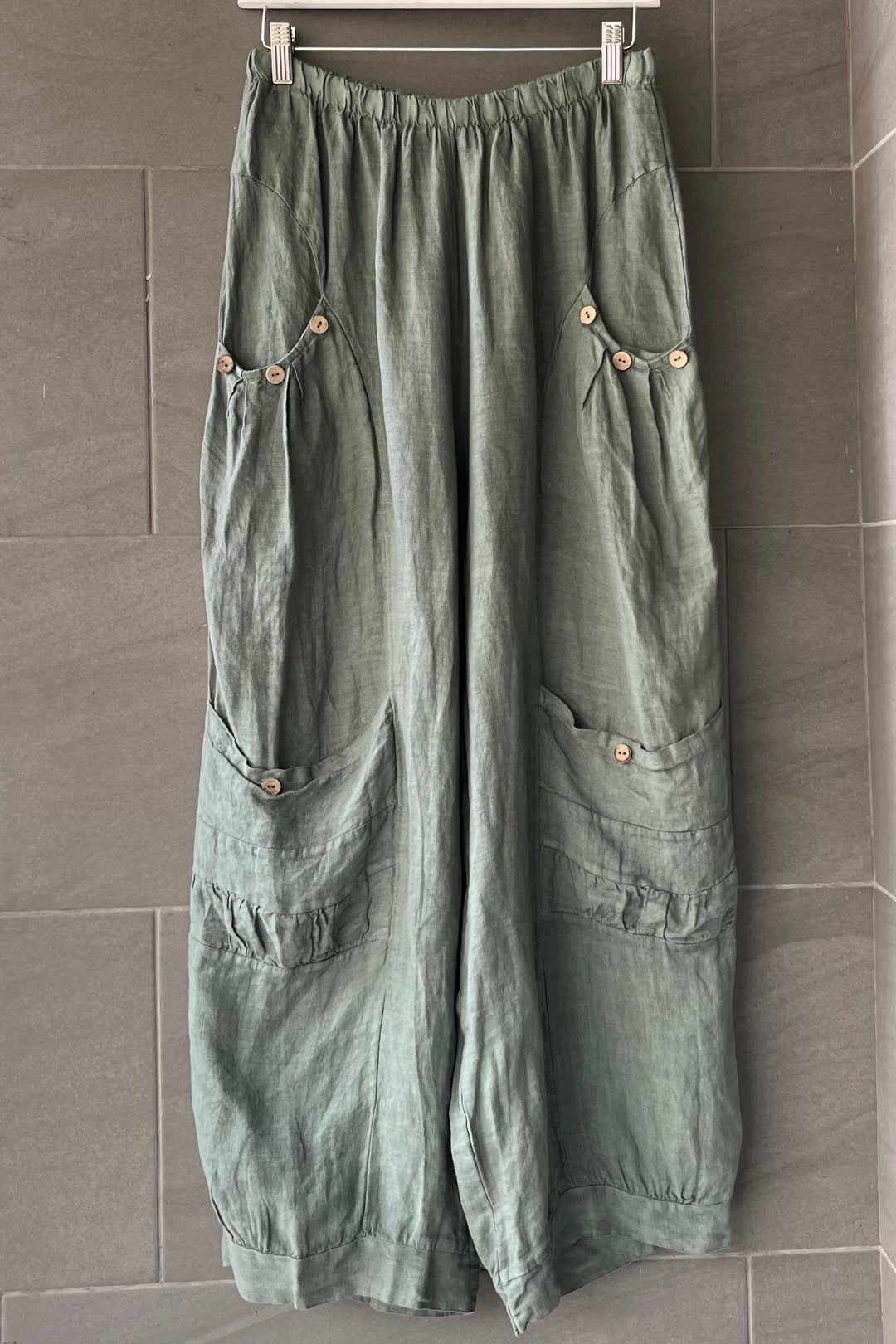 Meo Linen Siena Button Pant (Olive)