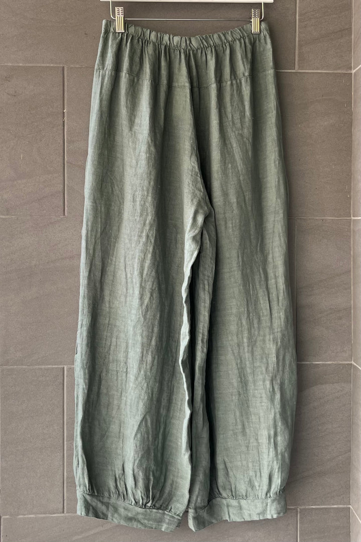 Meo Linen Siena Button Pant (Olive)