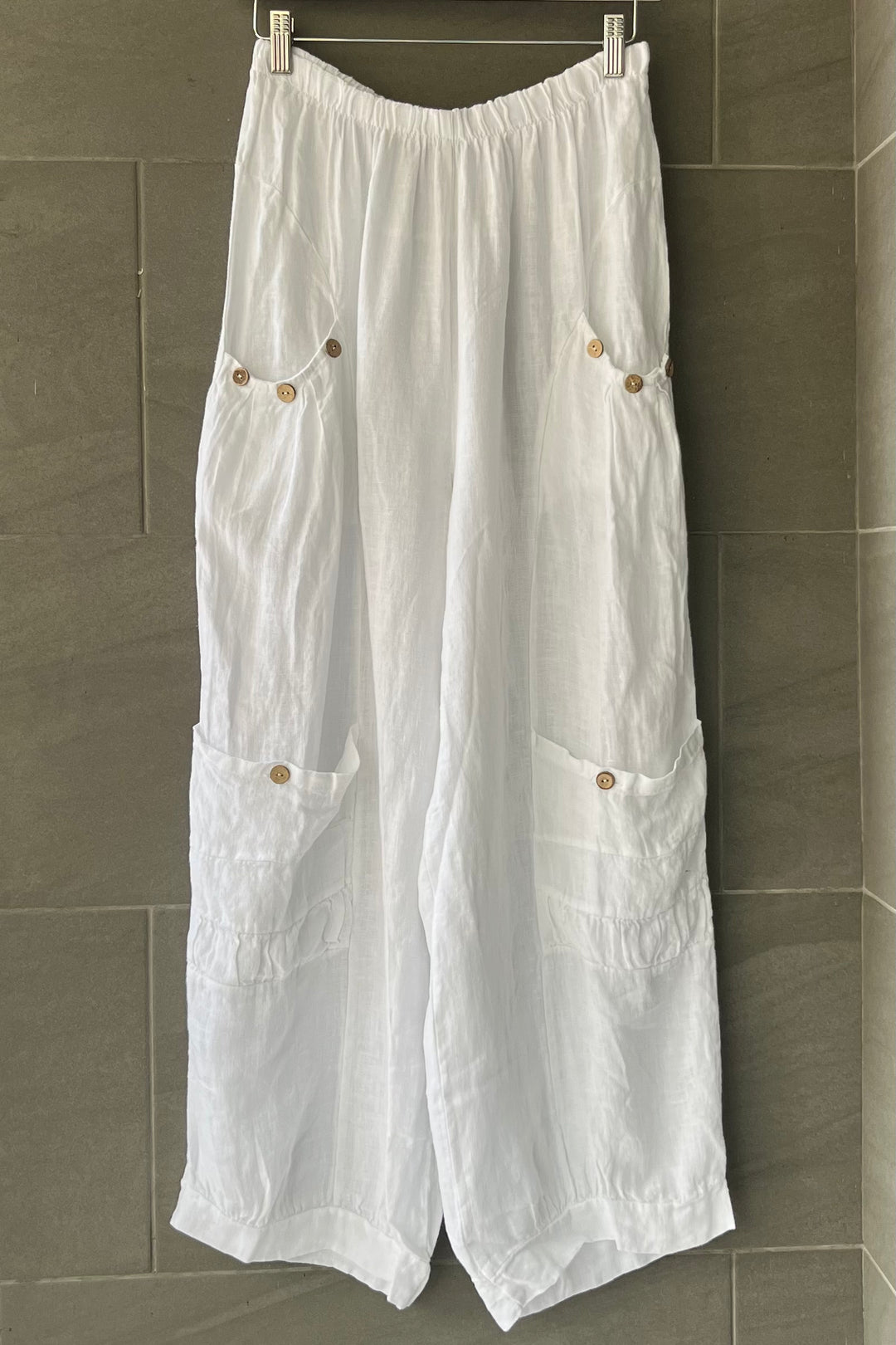 Meo Linen Siena Button Pant (White)