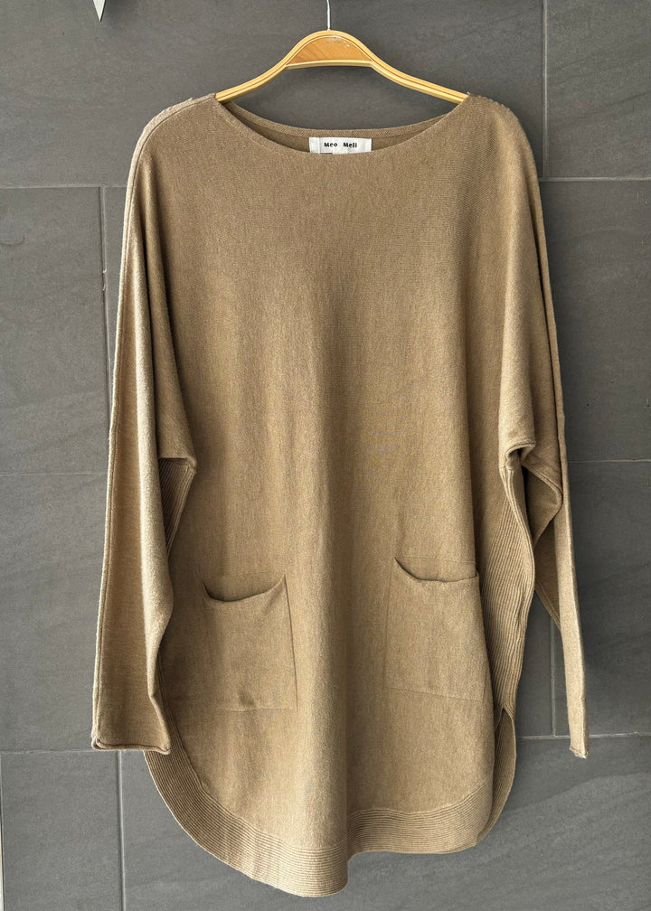 Meo Oversized Button Sweater (Camel)