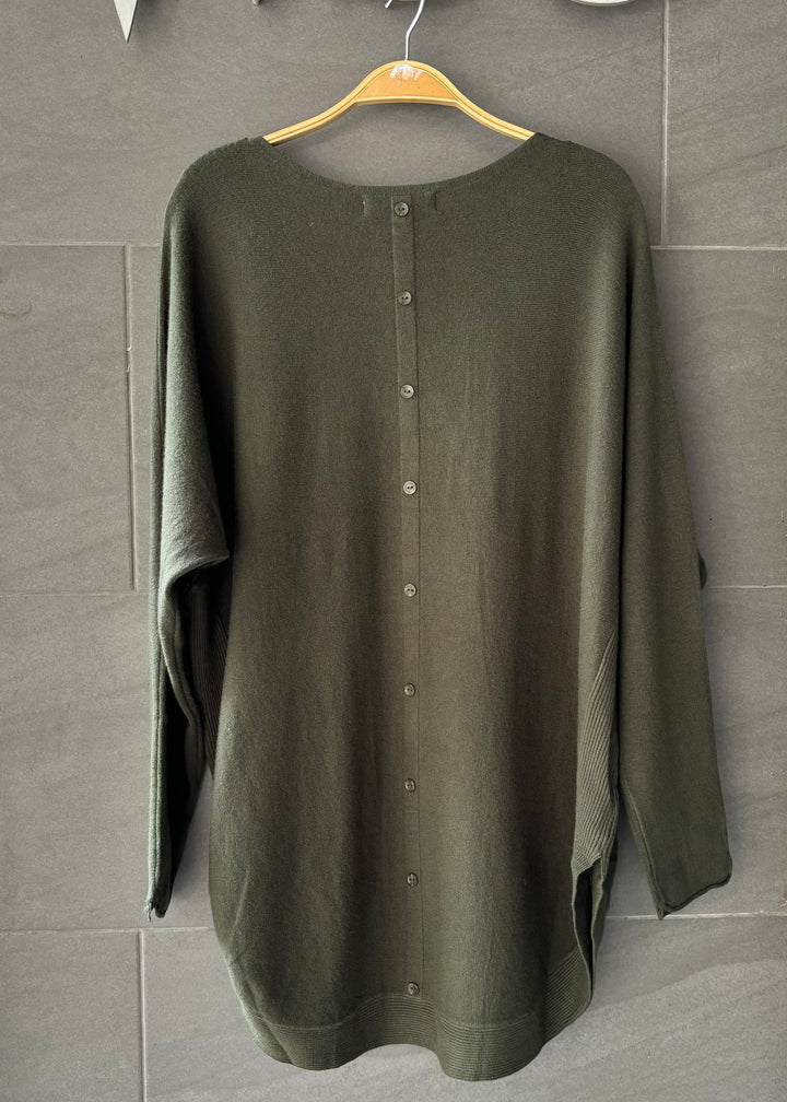 Meo Oversized Button Sweater (Army Green)