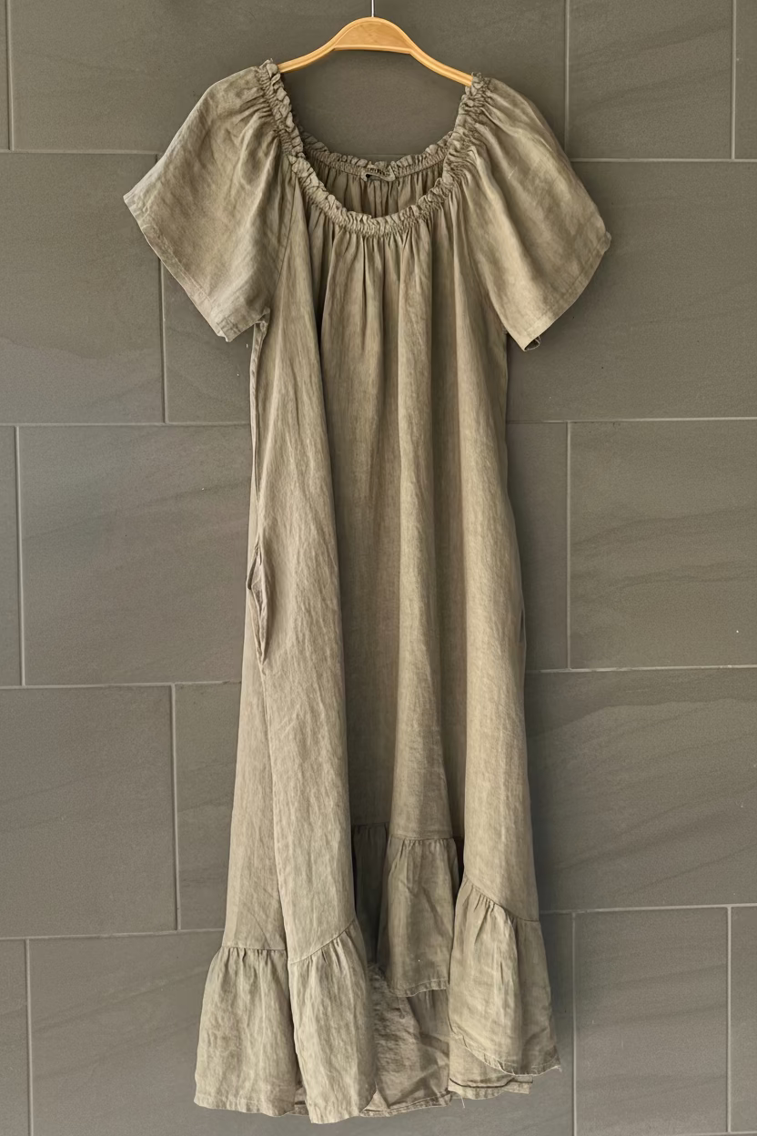 Meo Linen Flutter T-shirt Dress (Taupe)