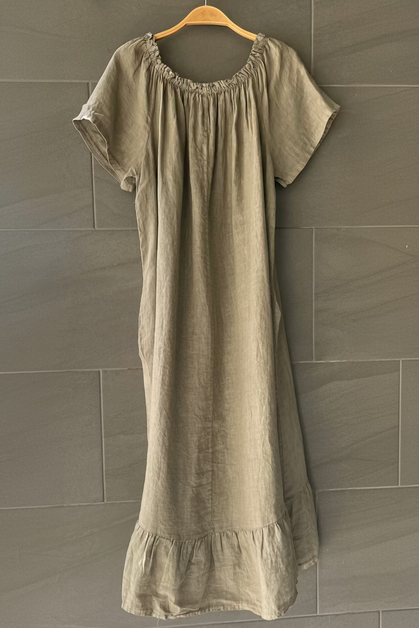 Meo Linen Flutter T-shirt Dress (Taupe)