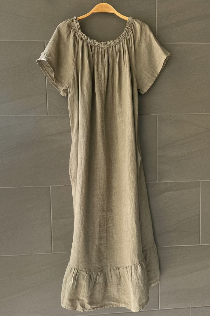 Meo Linen Flutter T-shirt Dress (Taupe)