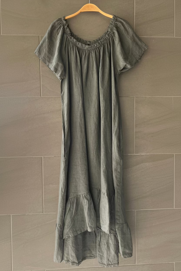 Meo Linen Flutter T-shirt Dress (Charcoal)
