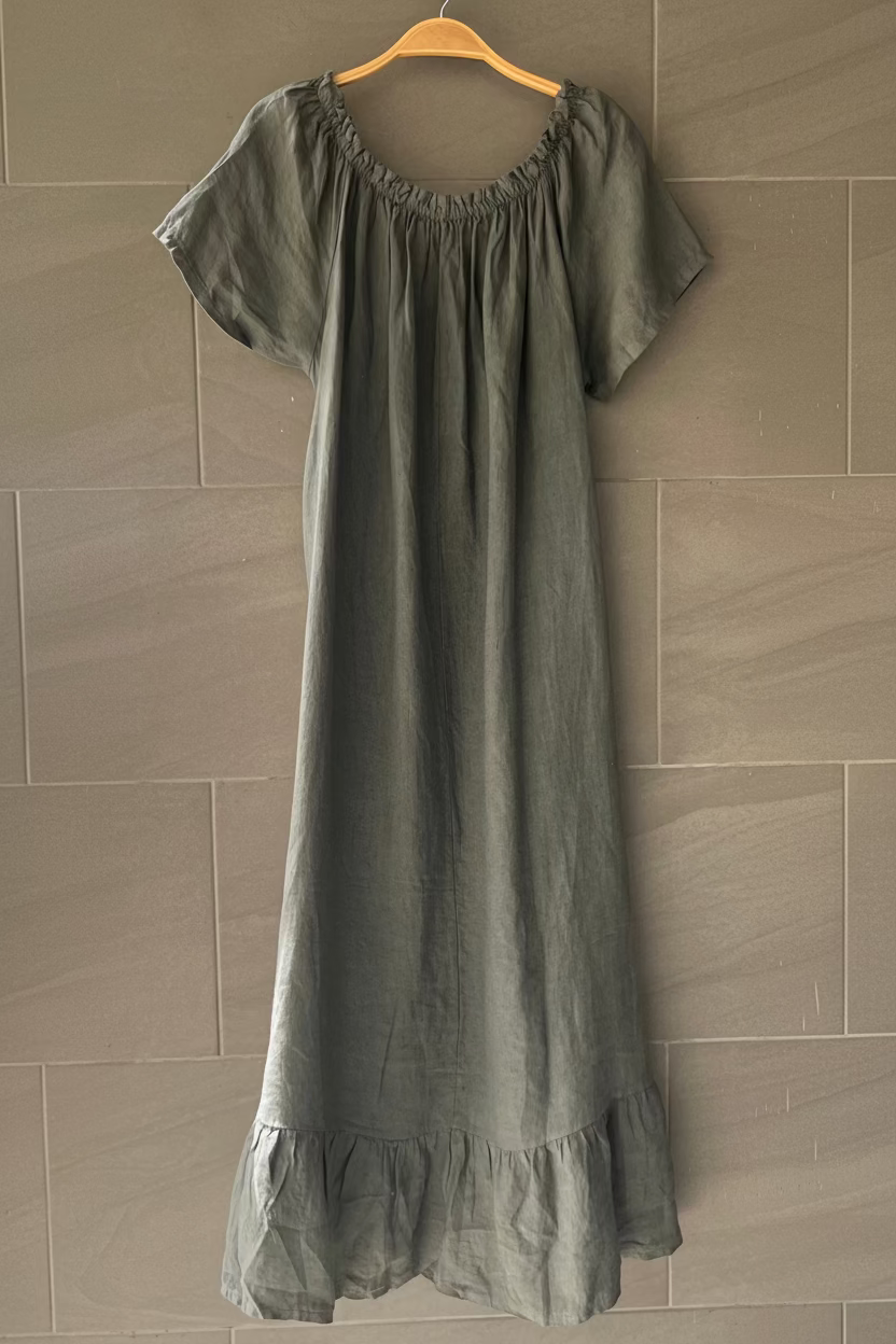 Meo Linen Flutter T-shirt Dress (Charcoal)