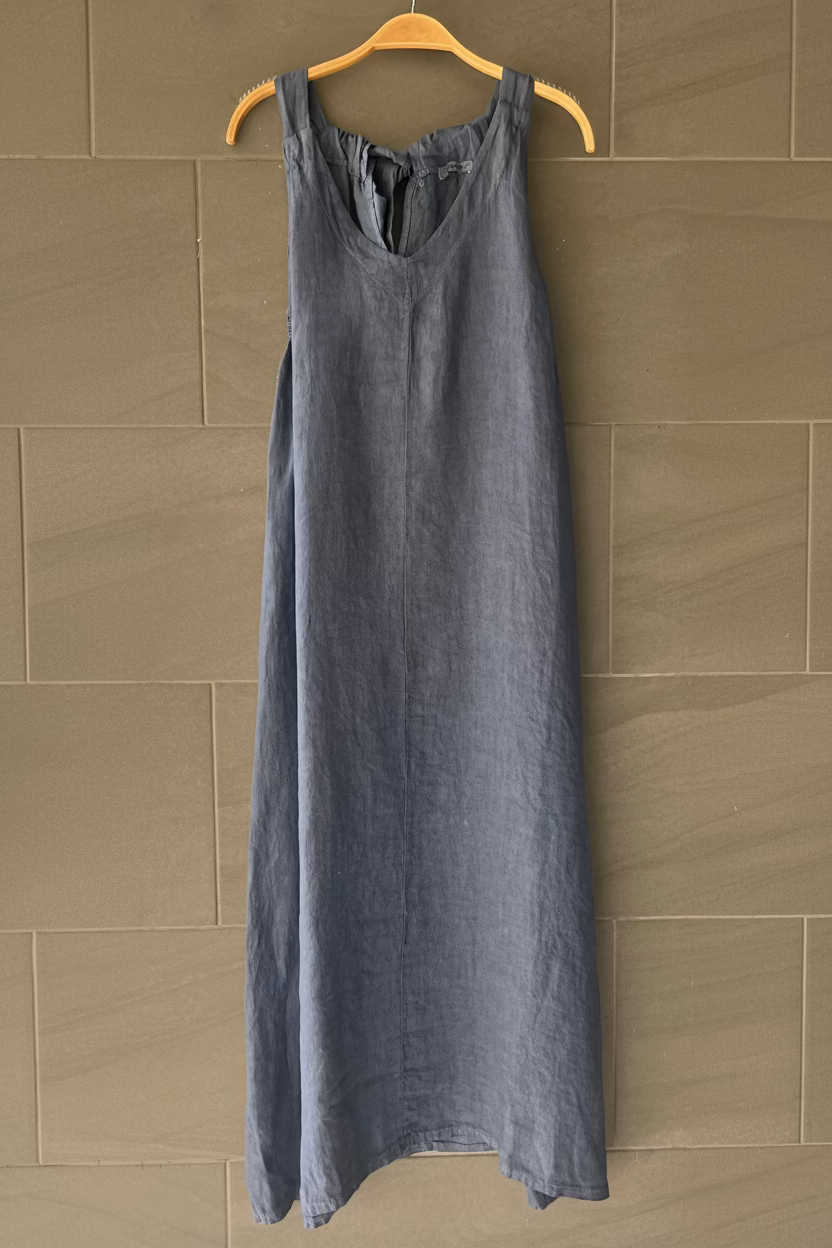 Meo Linen Tie Back Tank Dress (Dark Denim)