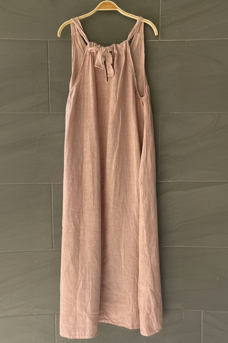 Meo Linen Tie Back Tank Dress (Pink)