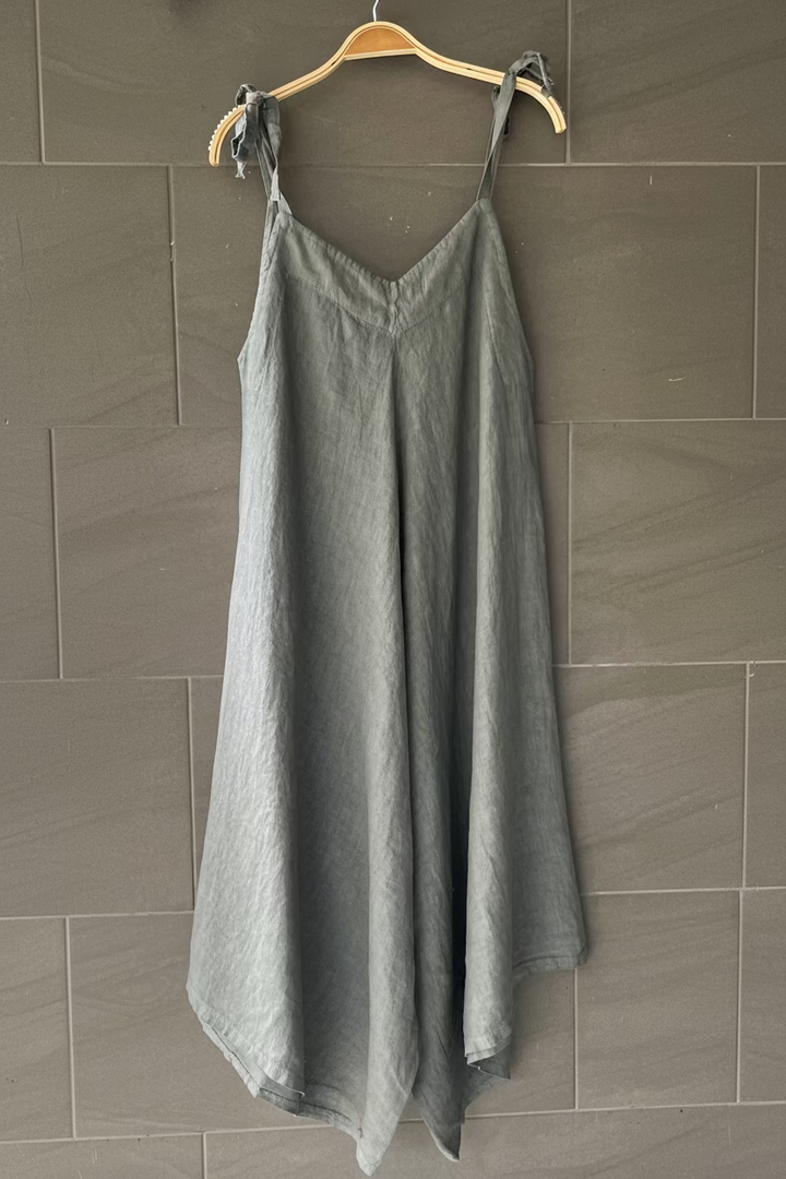 Meo Linen Oversized Wide Leg Jumpsuit (Grey)