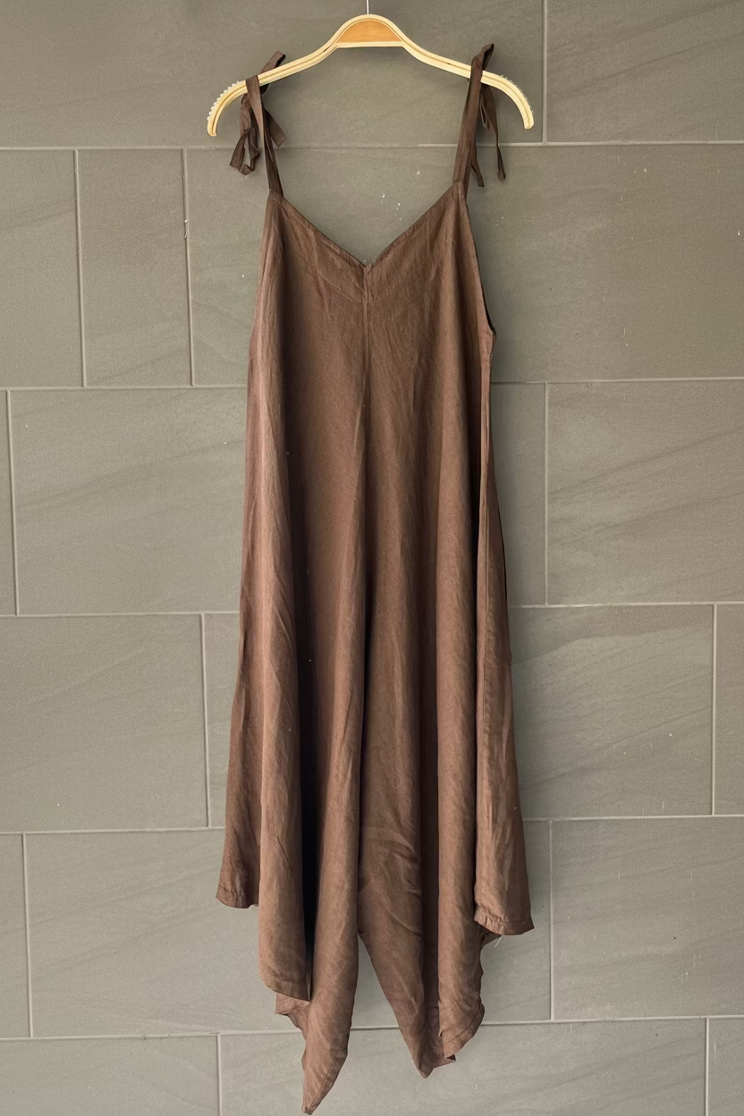 Meo Linen Oversized Wide Leg Jumpsuit (Coffee)