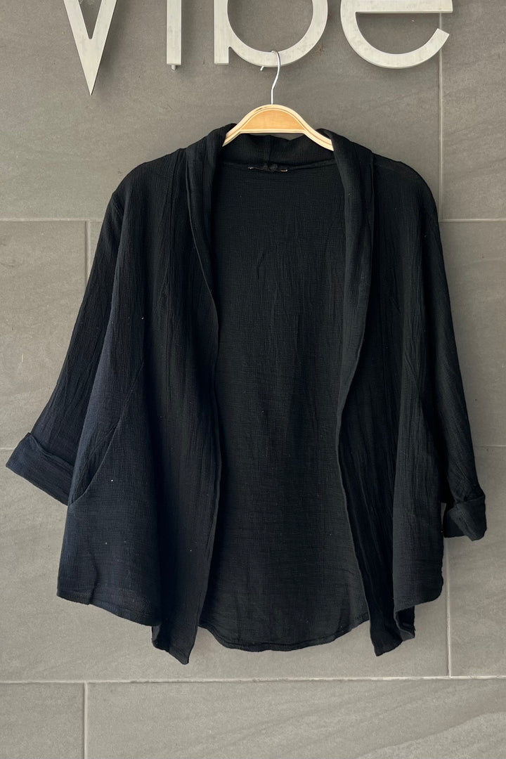 Meo Linen Savona Cardigan (Black)