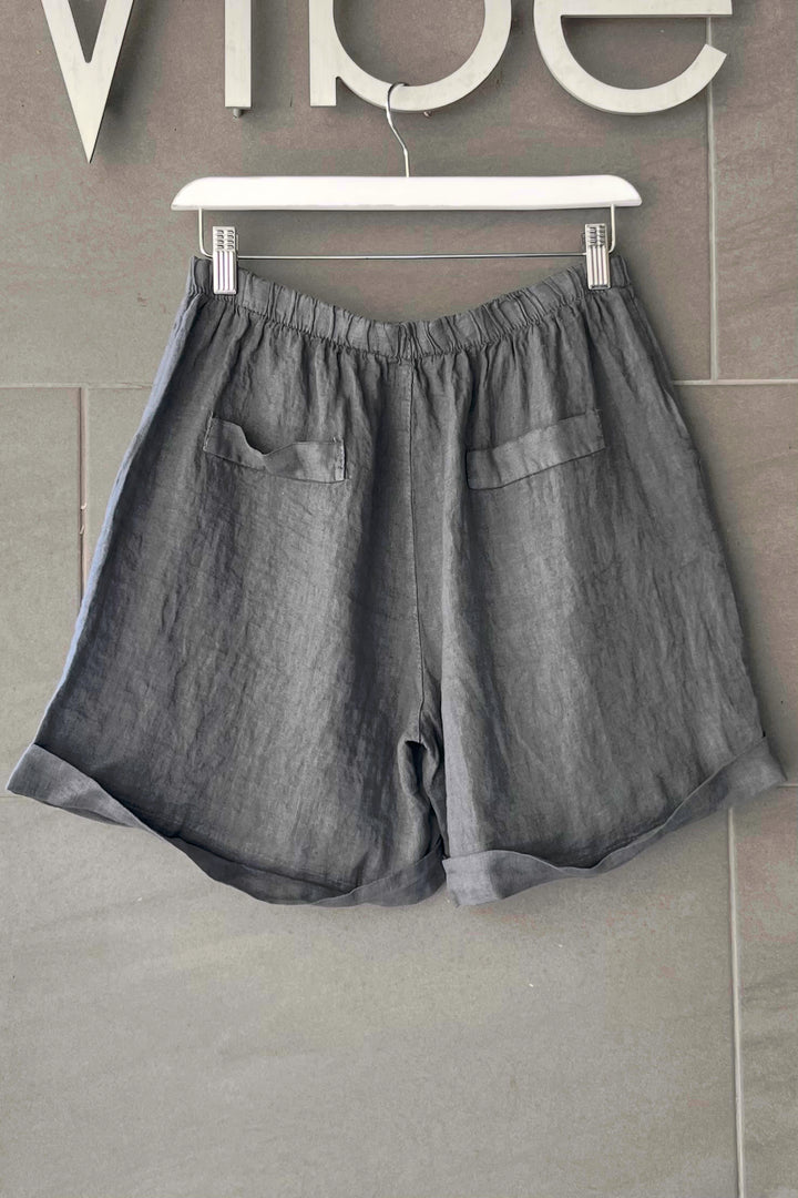 Meo Linen High Rise Shorts (Charcoal)