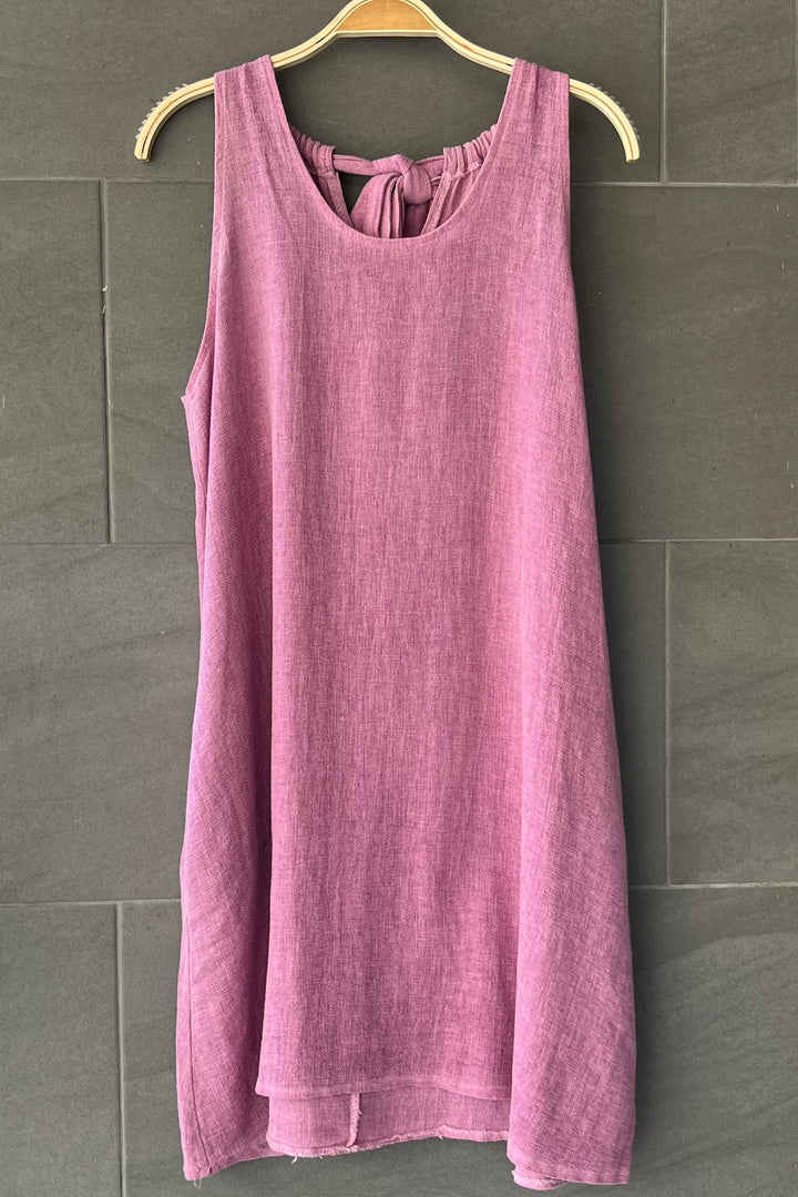 Meo Linen Tank Dress (Dark Pink)