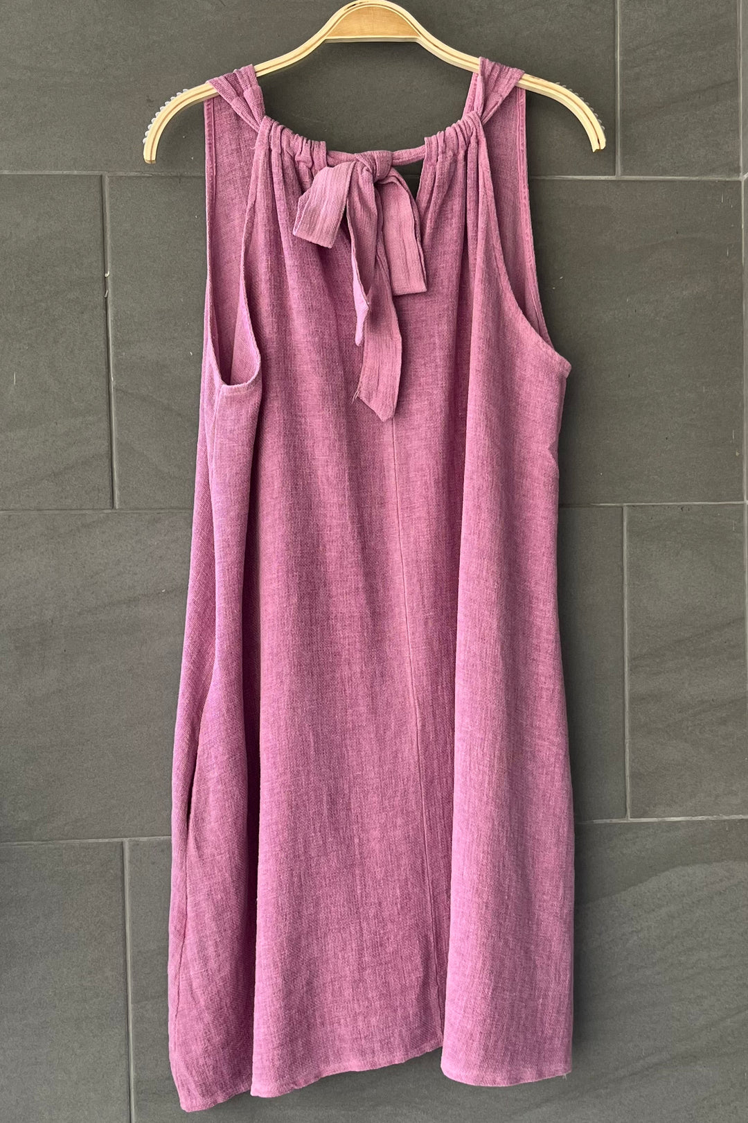 Meo Linen Tank Dress (Dark Pink)