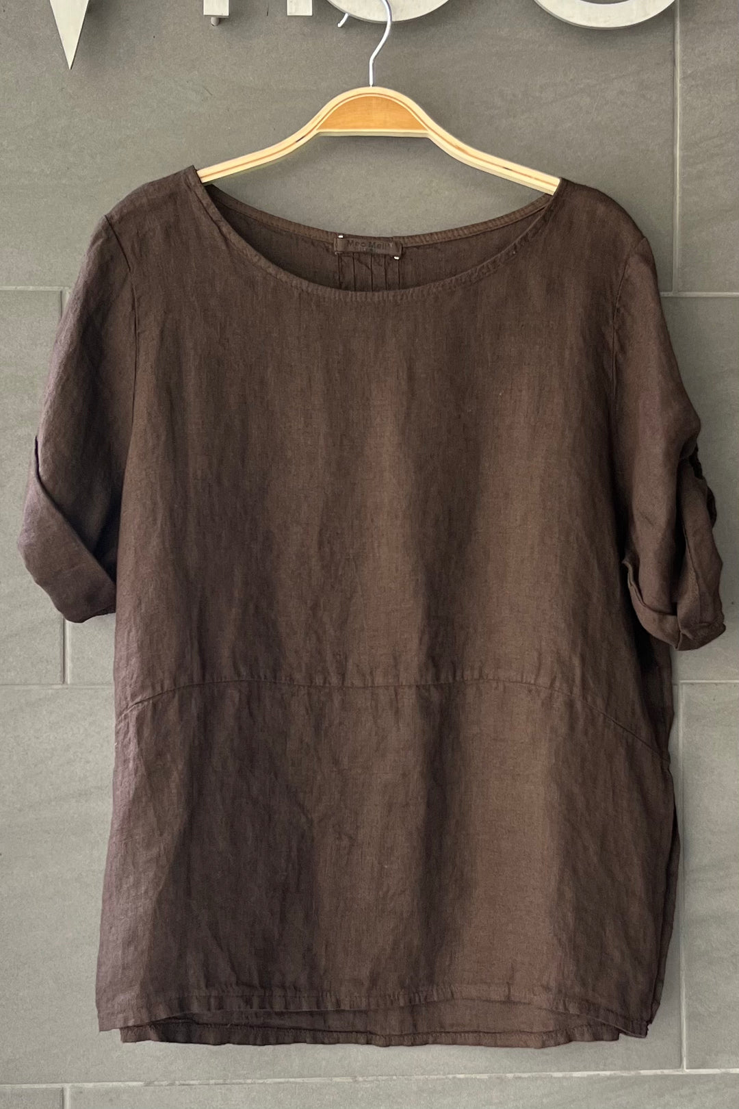 Meo Linen Button Tee (Chocolate)