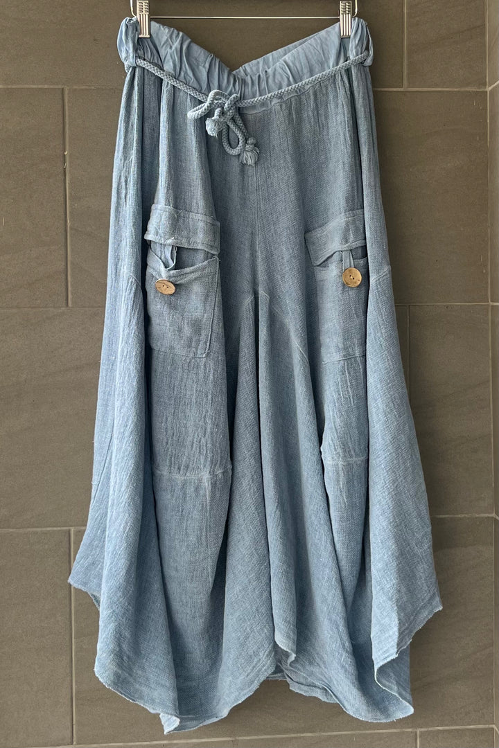 Meo Linen Cargo Skirt (Denim)