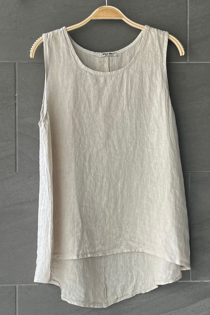 Meo Linen High-Low Button Tank (Beige)