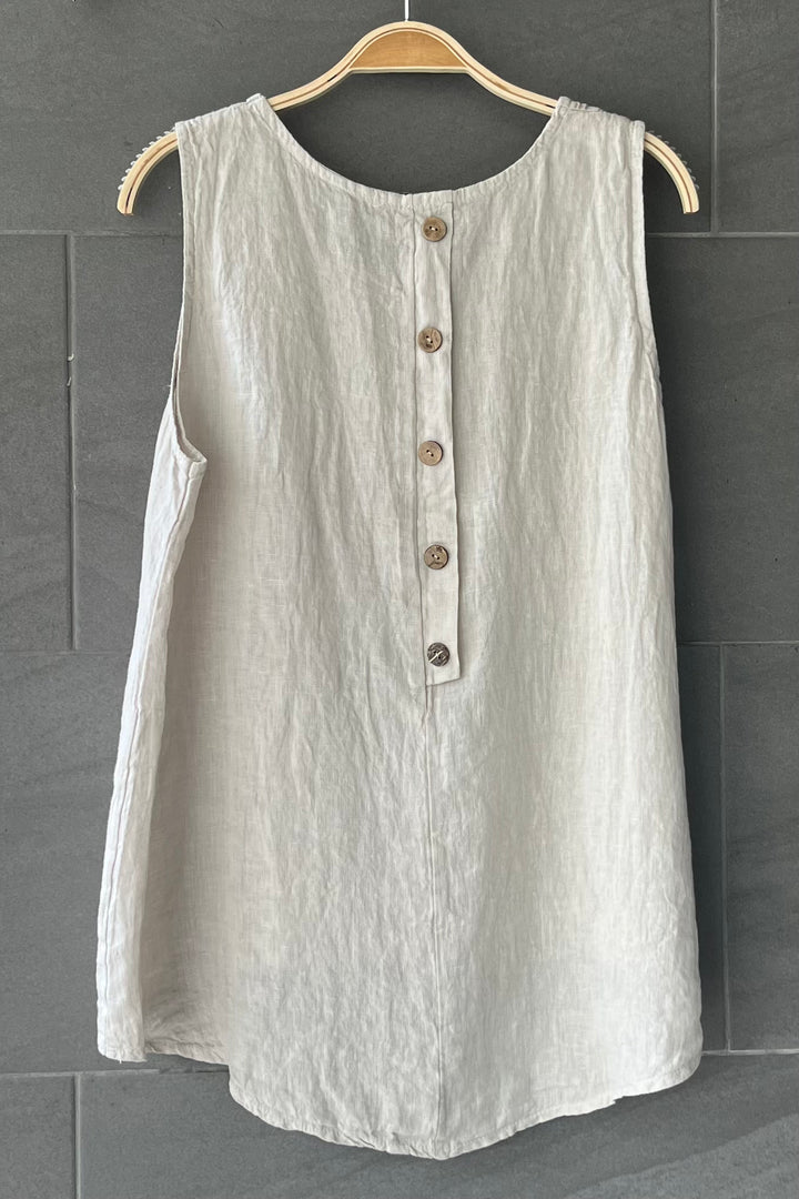 Meo Linen High-Low Button Tank (Beige)