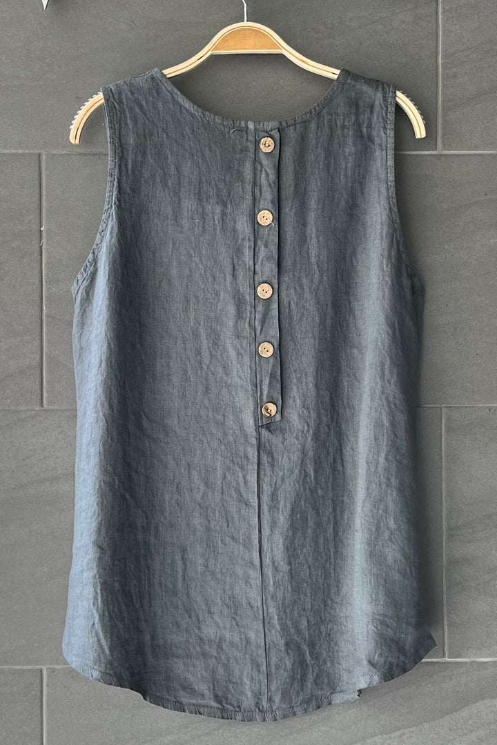 Meo Linen High-Low Button Tank (Grey)