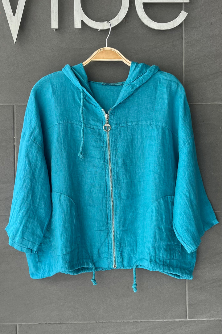 Meo Linen Bomber Jacket (Azure Blue)