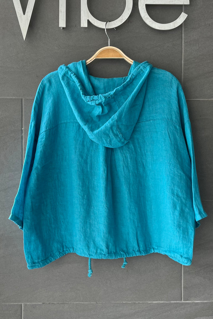 Meo Linen Bomber Jacket (Azure Blue)