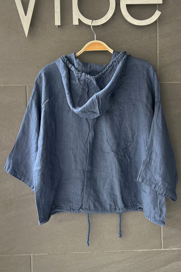 Meo Linen Bomber Jacket (Dark Denim)