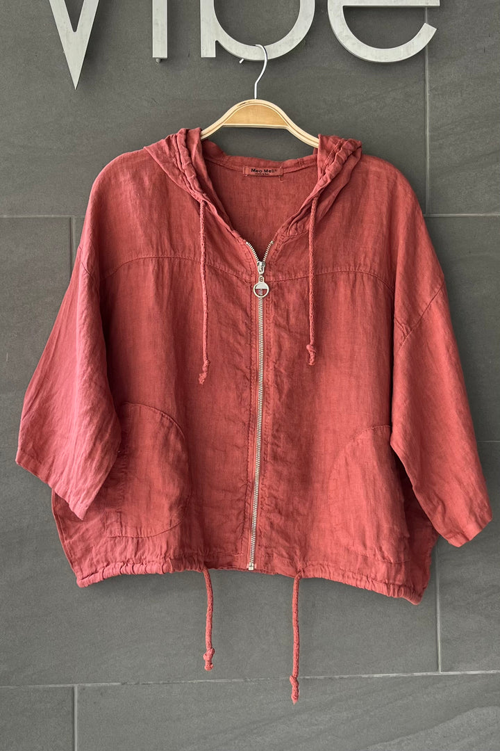 Meo Linen Bomber Jacket (Chili)