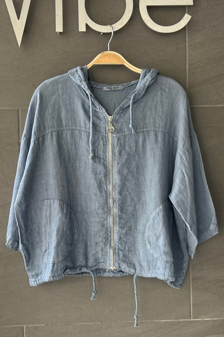 Meo Linen Bomber Jacket (Light Denim)