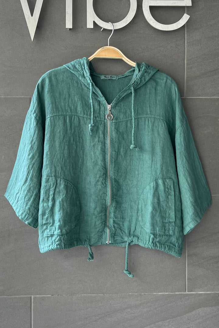 Meo Linen Bomber Jacket (Light Teal)