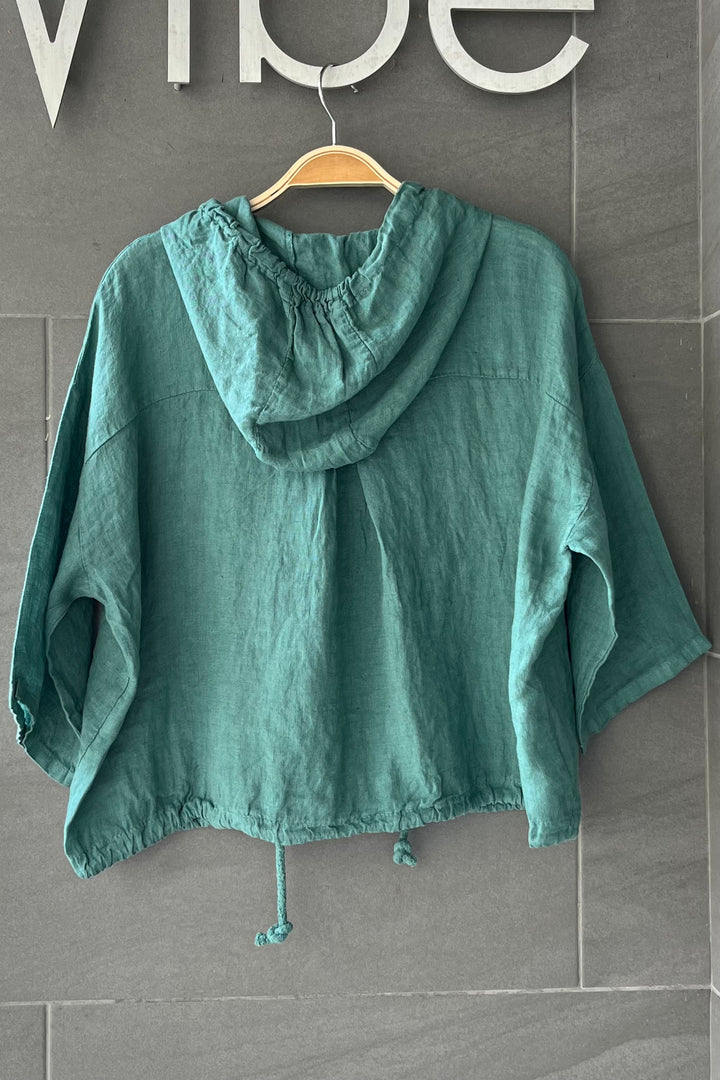 Meo Linen Bomber Jacket (Light Teal)