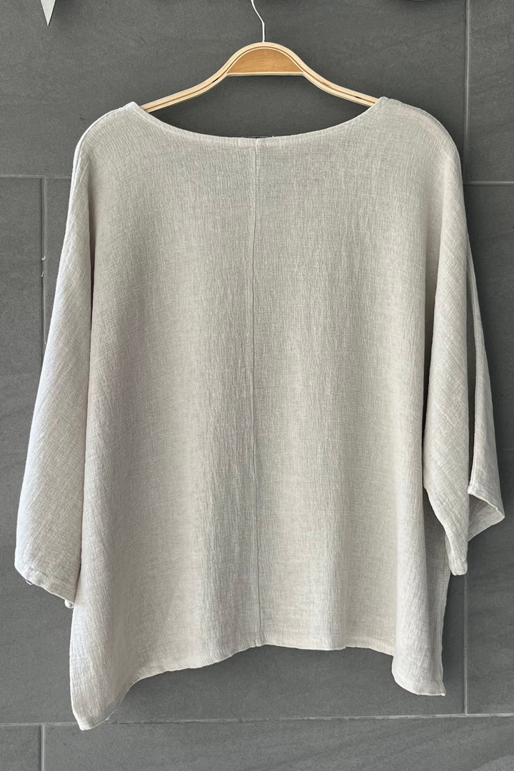 Meo Linen Boxy Pocket Tee (Light Beige)