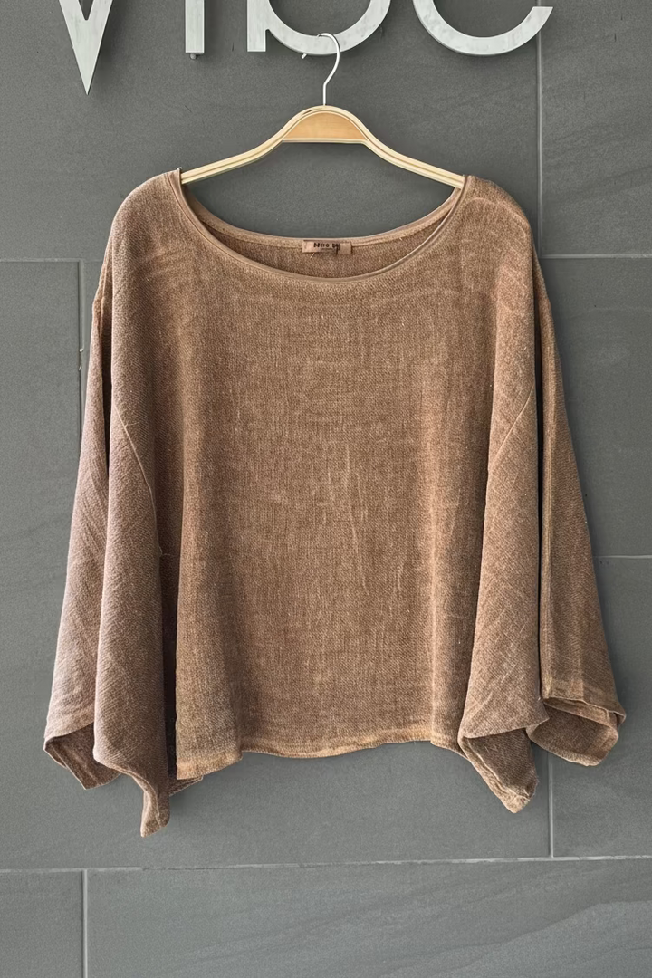 Meo Linen Boxy Dolman Tee (Brown)