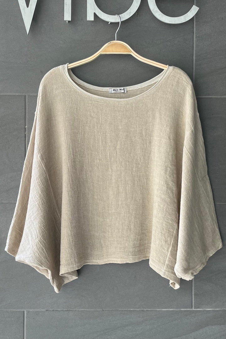 Meo Linen Boxy Dolman Tee (Beige)