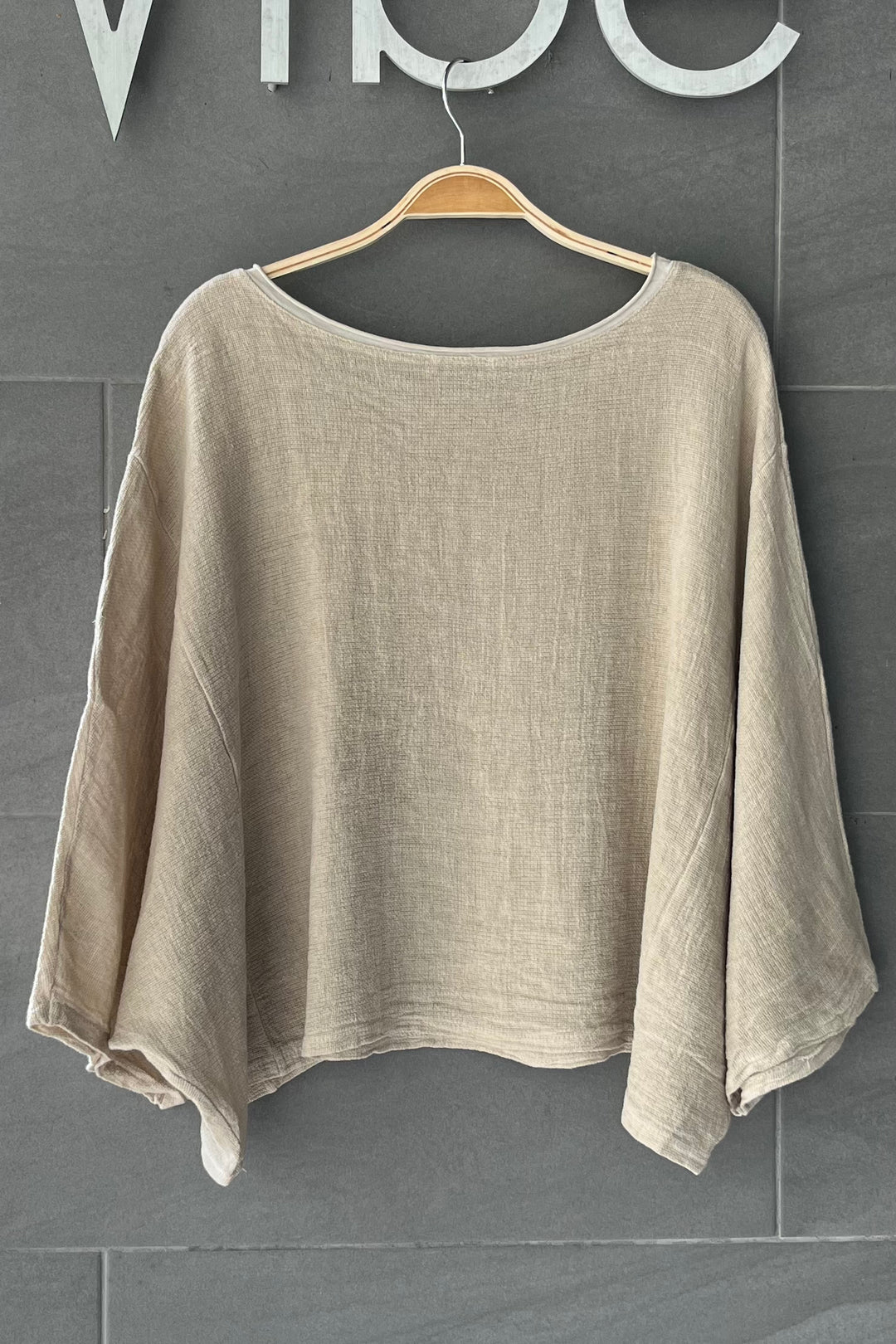 Meo Linen Boxy Dolman Tee (Beige)