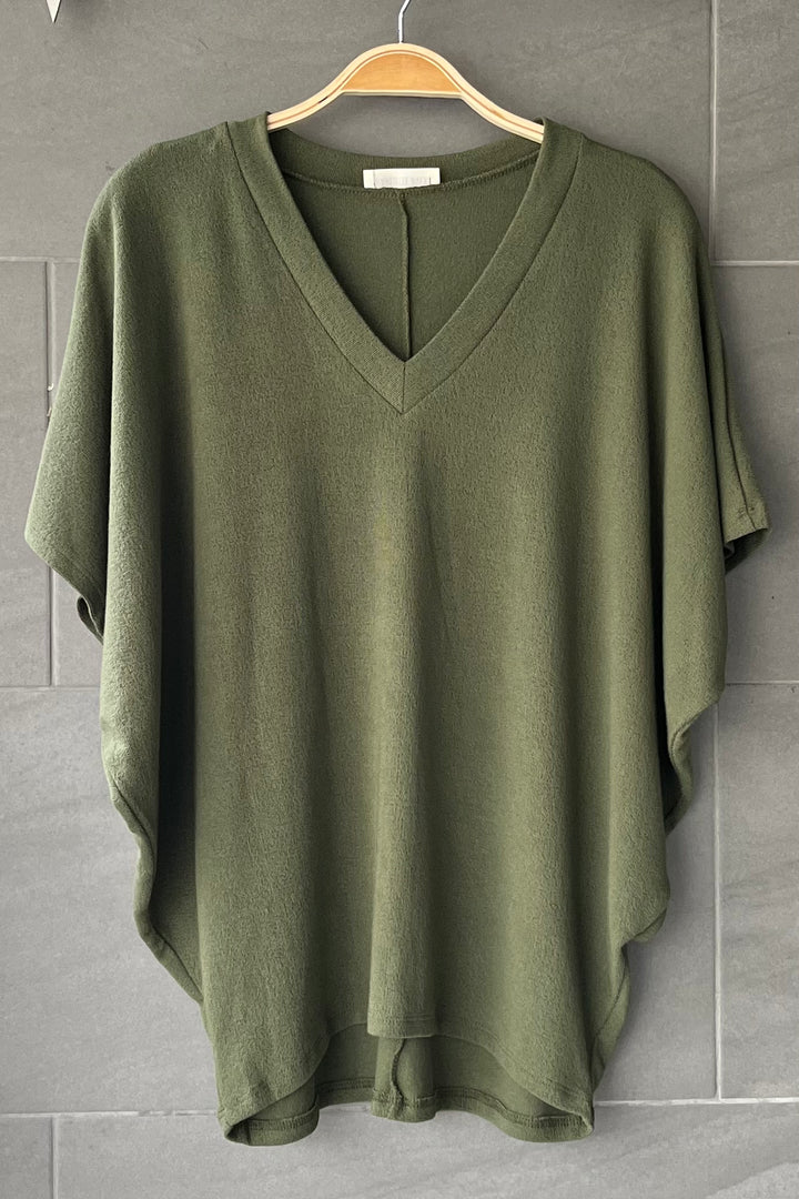 Jolie Slouchy Dolman Tee (Dark Olive)