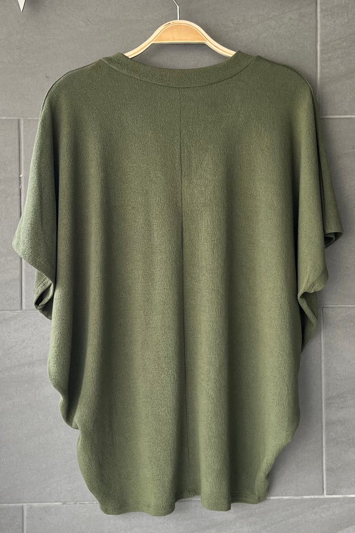 Jolie Slouchy Dolman Tee (Dark Olive)