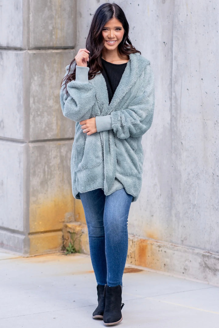 Teddy Bear Plush Cardigan (Mint)