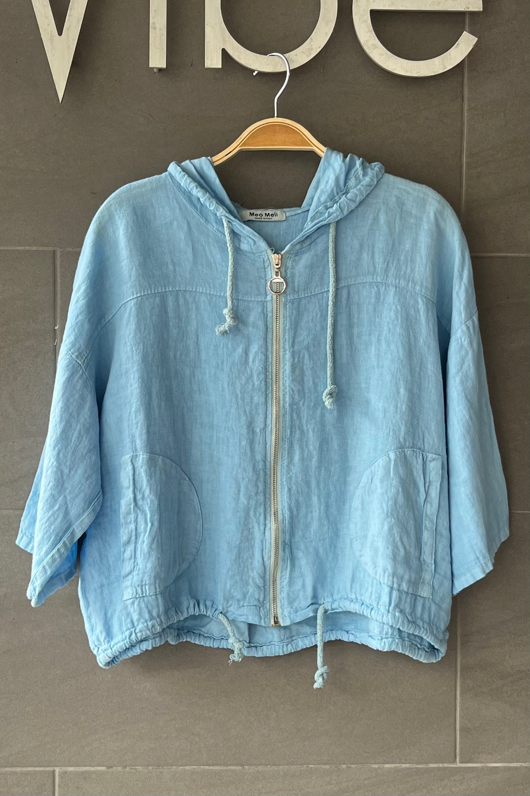 Meo Linen Bomber Jacket (Sky Blue)