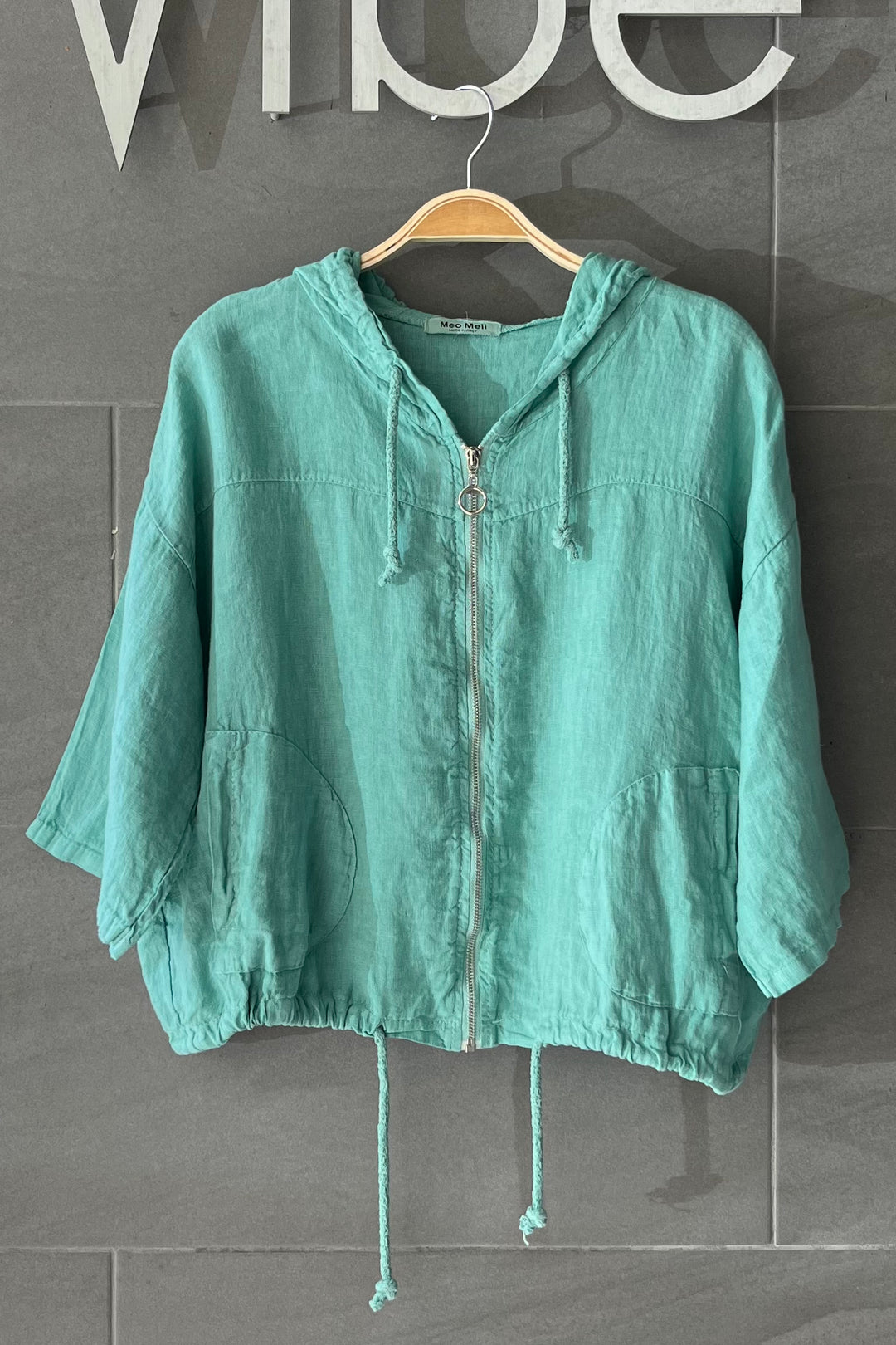 Meo Linen Bomber Jacket (Seafoam)