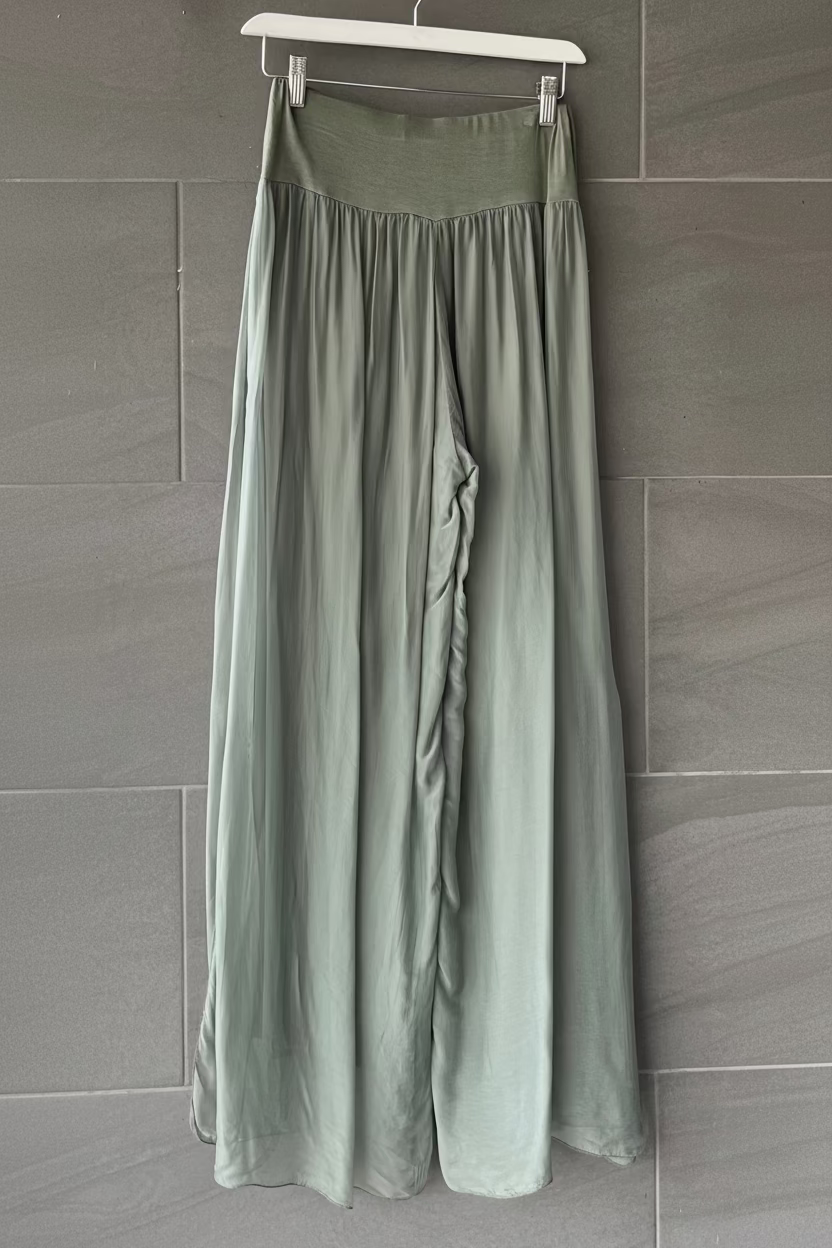 Meo Silk High Rise Pant (Olive)